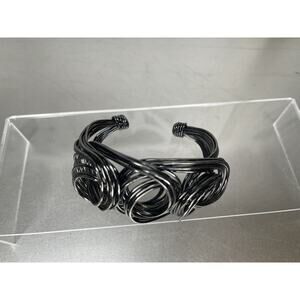 Black Wire Swirl Cuff Bracelet Wire wrapped Statement Cuff